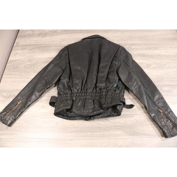 California Creations Leathers Womens Vintage Black Leather Motorcycle Biker 12 - Picture 3 of 8